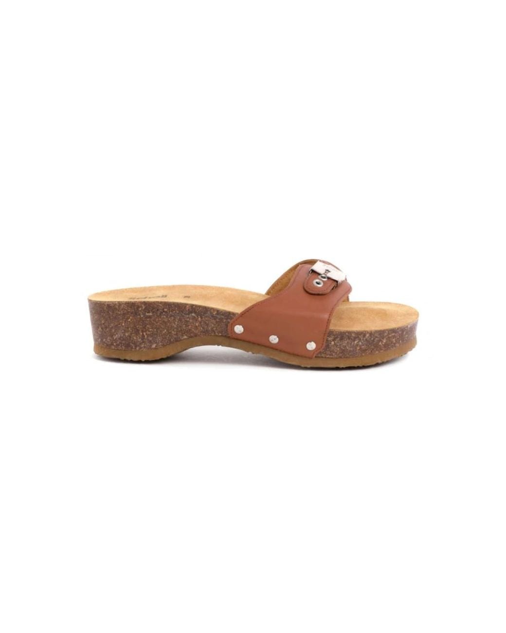Scholl Brown Heeled Mules