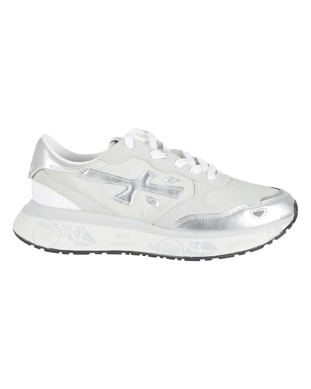 Premiata White Lauryn 7482 Side-Logo Polyester Sneakers