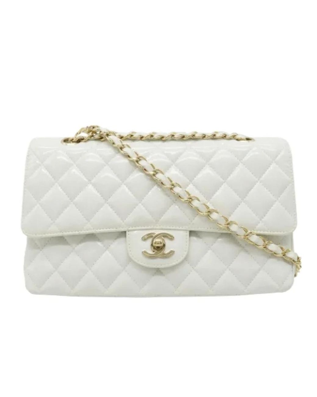 Borsa chanel flap in pelle bianca usata di Chanel Vintage in Metallizzato |  Lyst