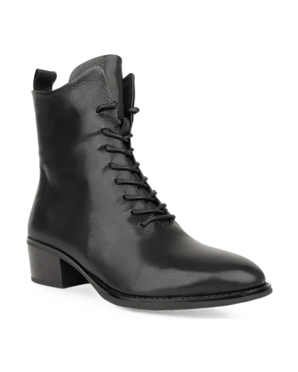 Linda Baumann Black Lace-Up Boots