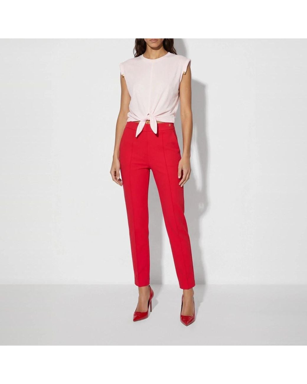 Elisabetta Franchi Red Slim-Fit Trousers