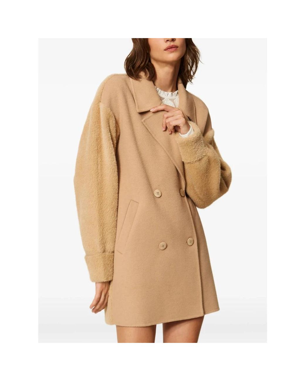 Twinset Natural Double-Breasted Coats