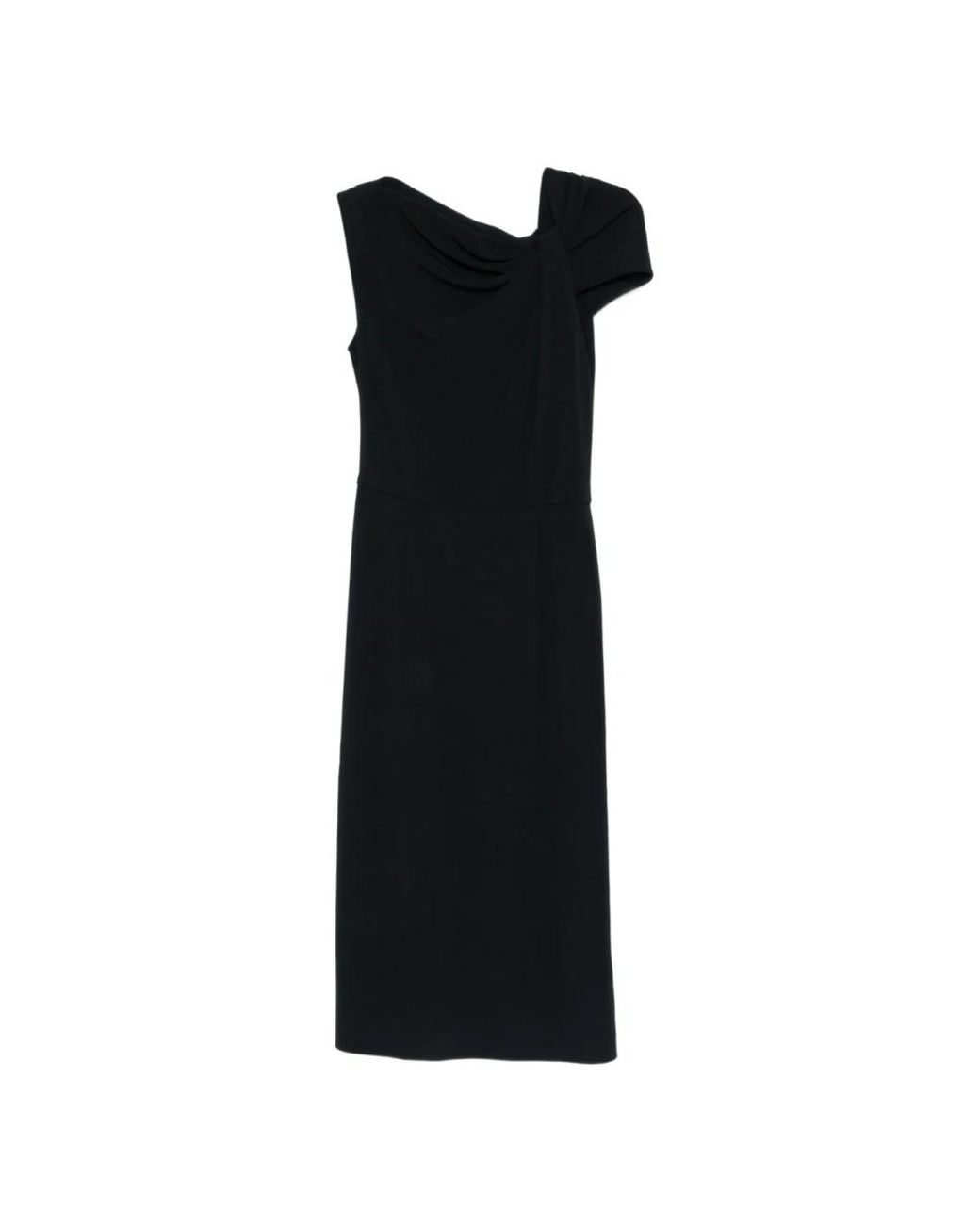 Givenchy Zwarte Gedrapeerde Midi Jurk in het Black