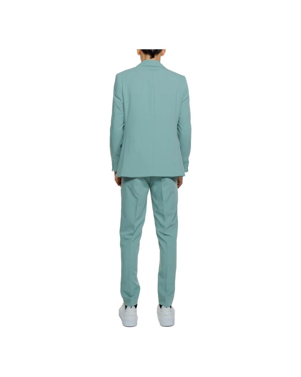 MULISH Blue Single Breasted Suits for men