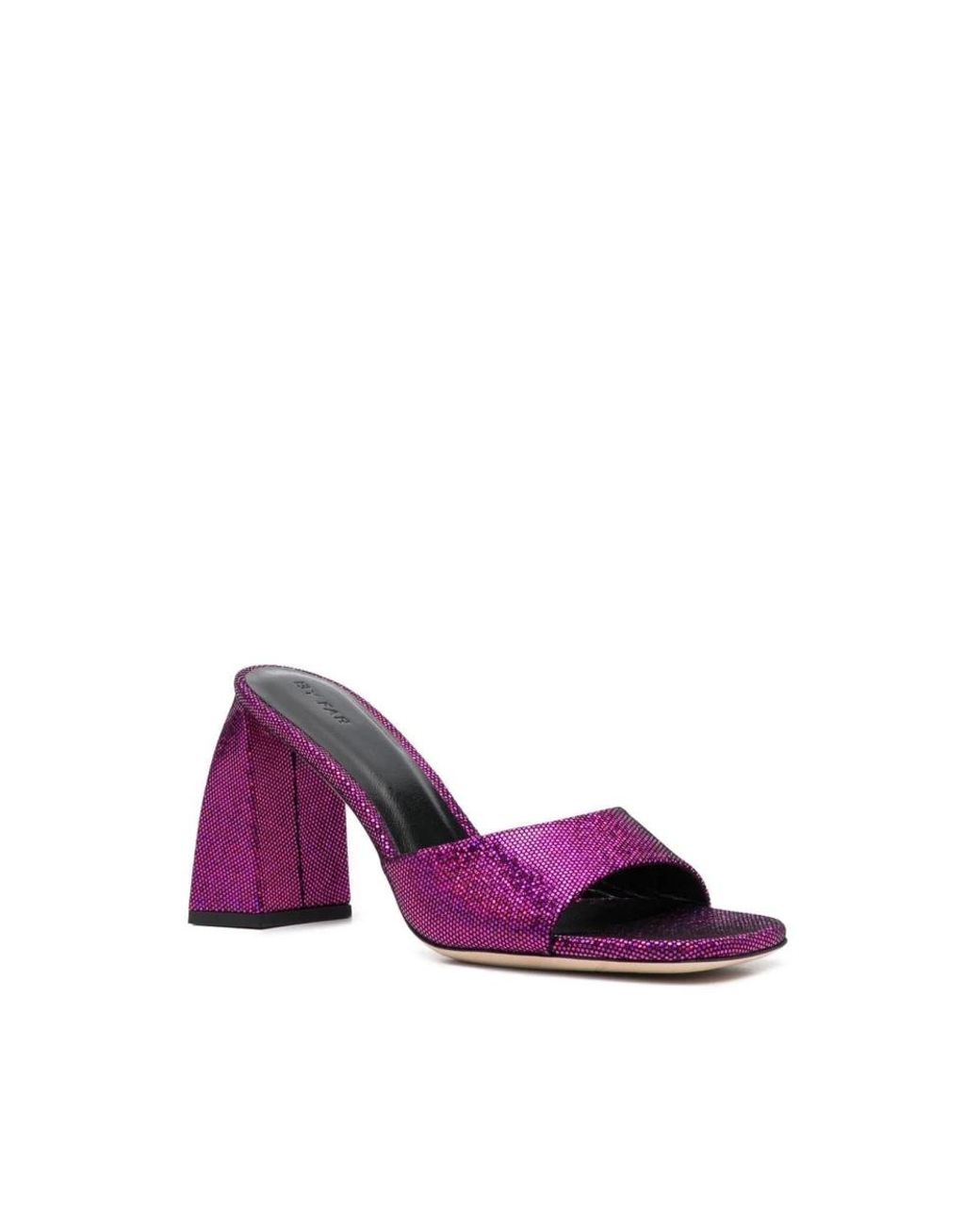 By Far Purple Heeled Mules