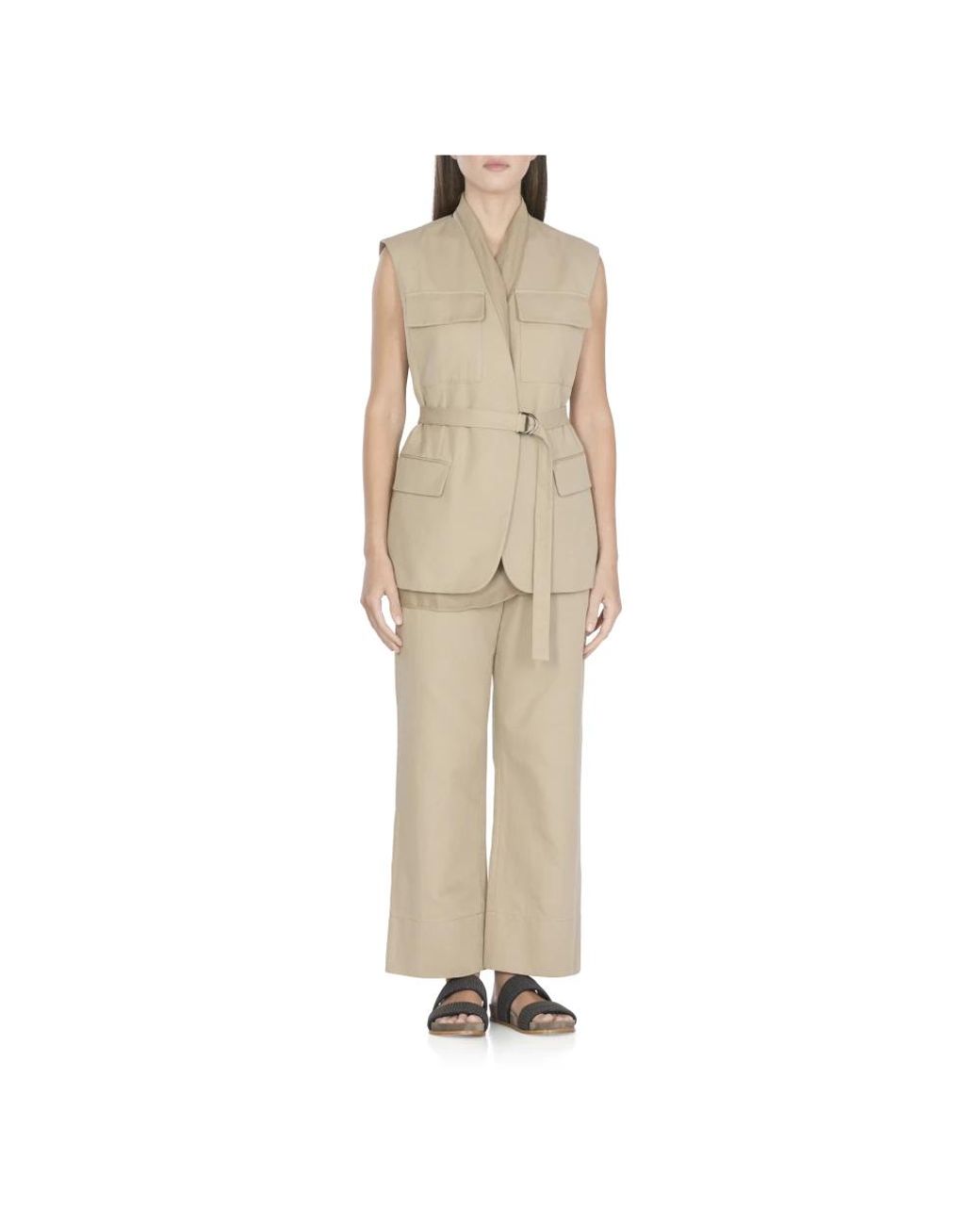 Brunello Cucinelli Natural Cotton-Linen Sleeveless Blazer
