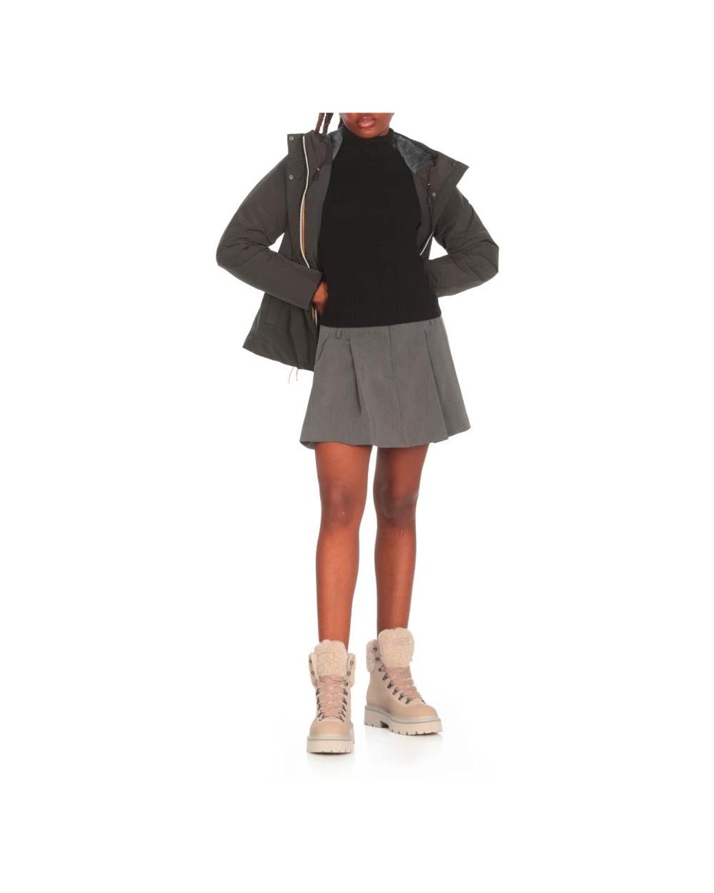 K-Way Gray Winter Jackets