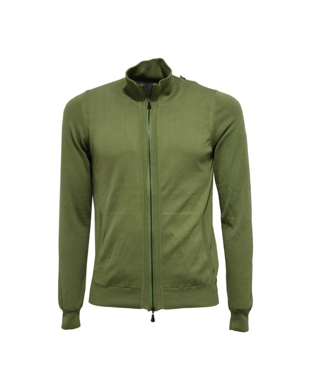 Alpha Studio Truien & Vesten ,Groen ,Katoen Groene Katoenen Volledige Rits Sweater in het Green voor heren