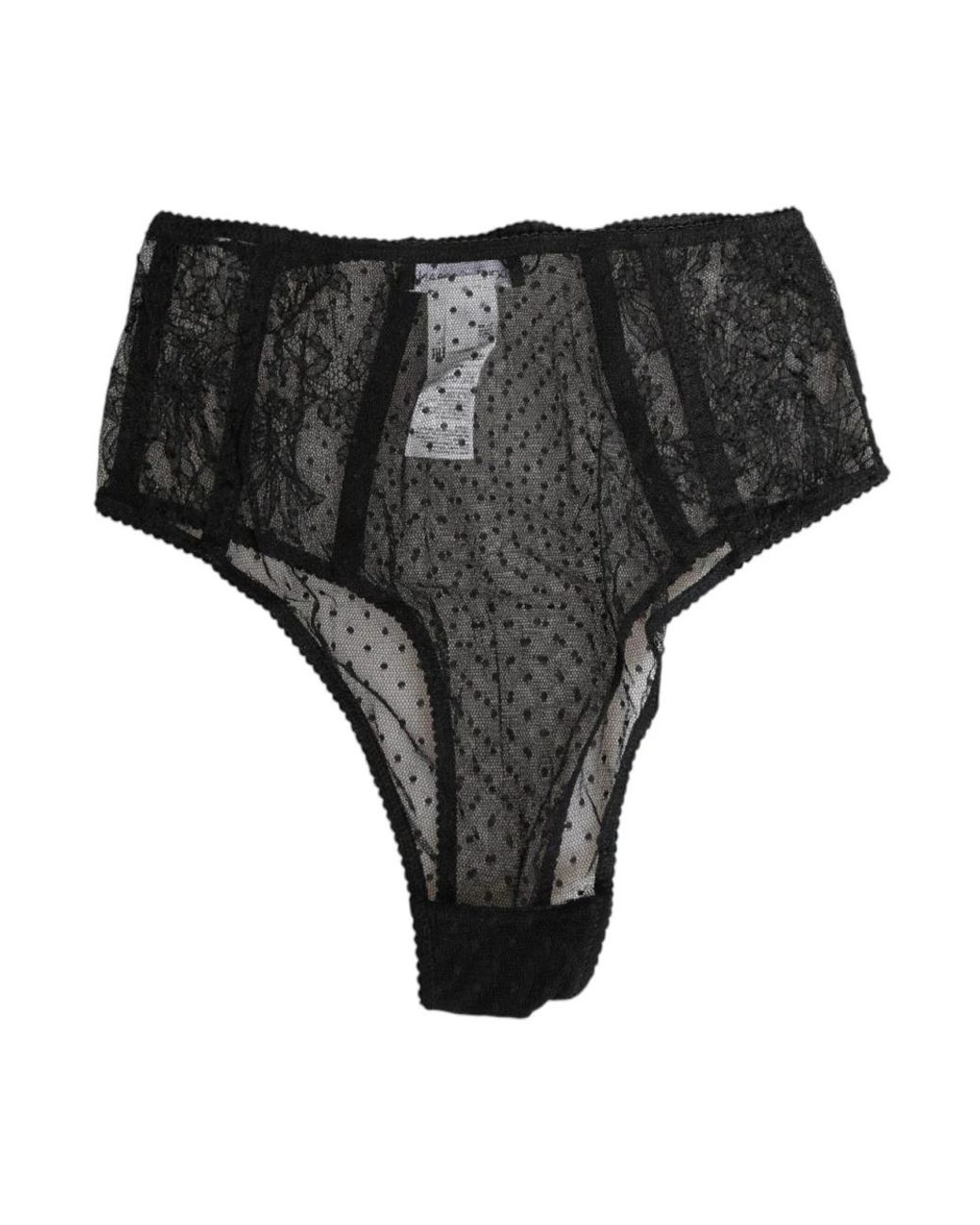 Dolce & Gabbana Ondergoed ,Zwart ,Zwart Kant Polka Dot High Waist Ondergoed in het Black