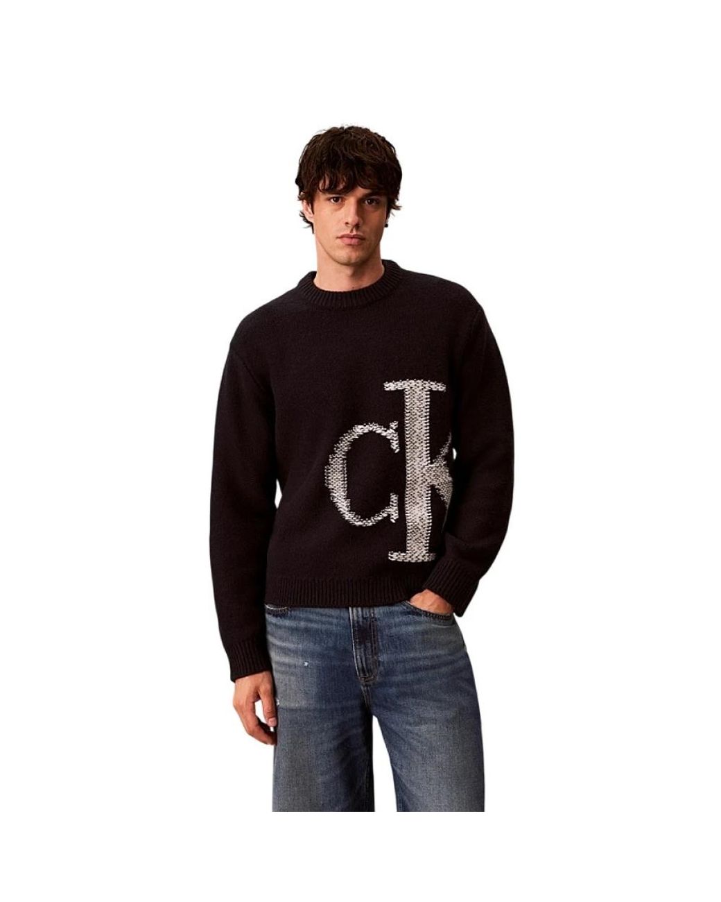 Calvin Klein Black Round-Neck Knitwear for men