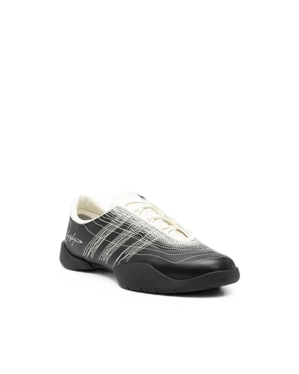 Y-3 Black Regu Embroidered Low-Top Sneakers for men
