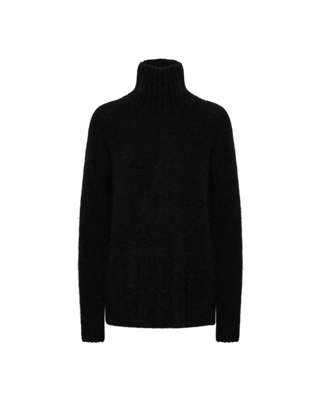 My Essential Wardrobe Truien & Vesten ,Zwart ,Wol Zwarte Gebreide Coltrui Sweater in het Black