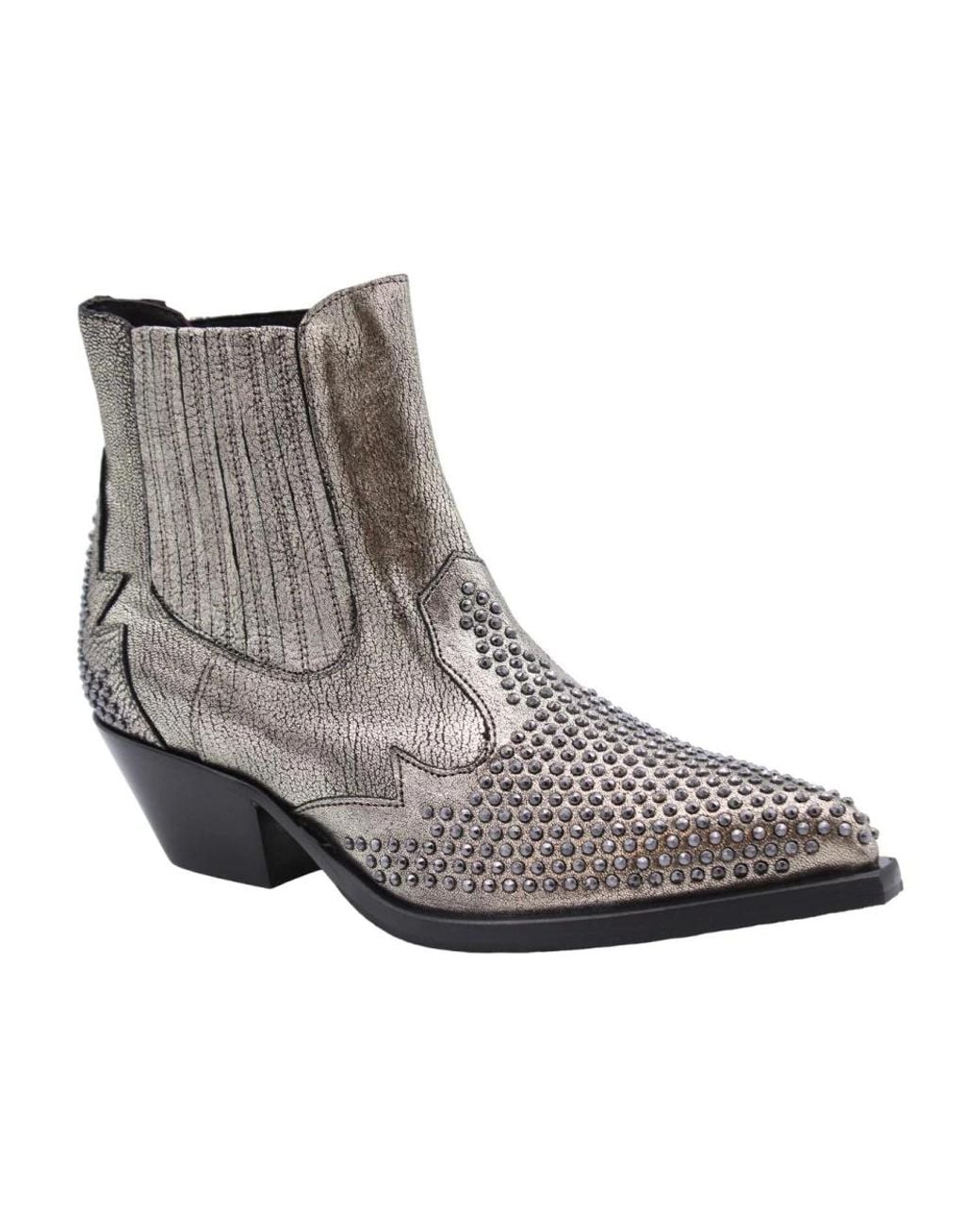 Laura Bellariva Gray Cowboy & Biker Boots