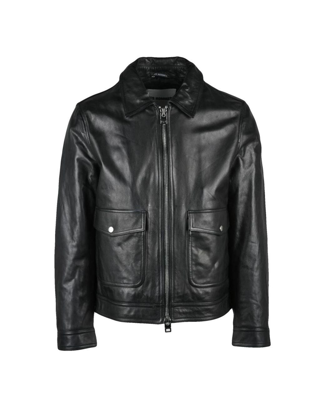 Les Hommes Black Leather Jackets for men
