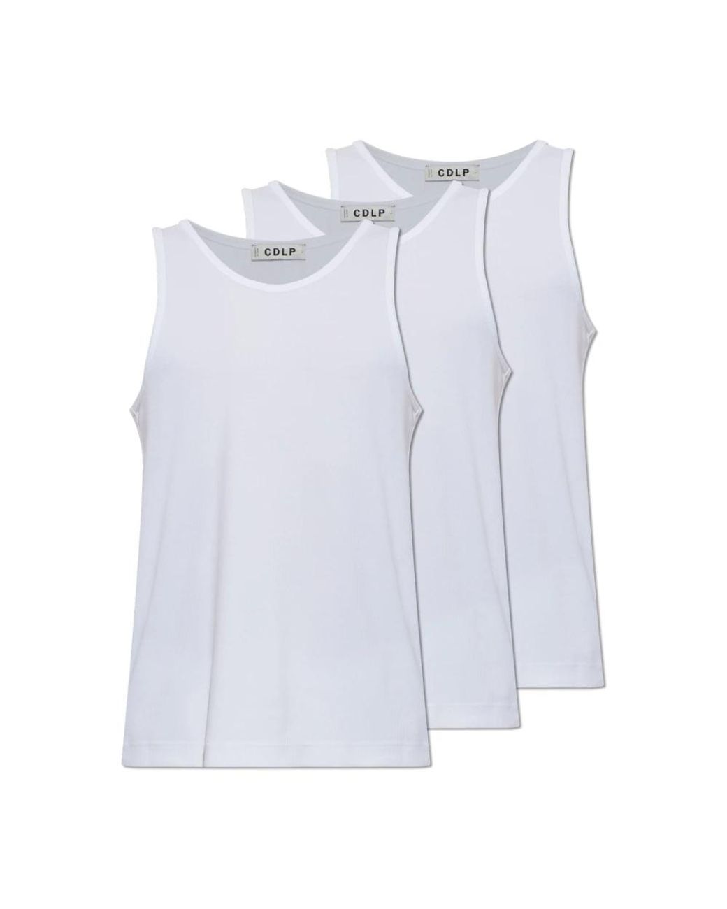 CDLP Tops ,Wit ,Katoen Geribbelde Tanktops in het Blue voor heren