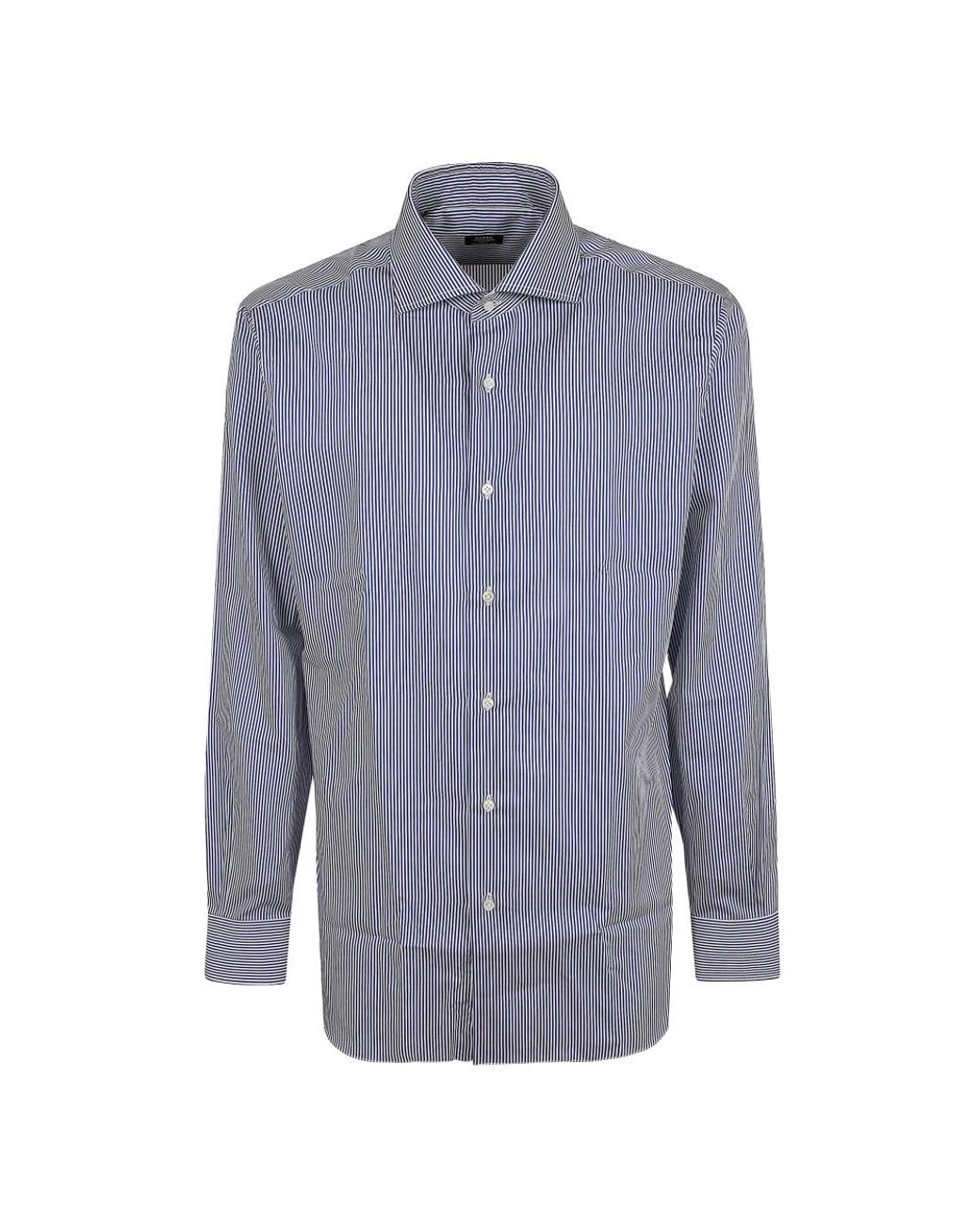 Barba Napoli Blue Formal Shirts for men