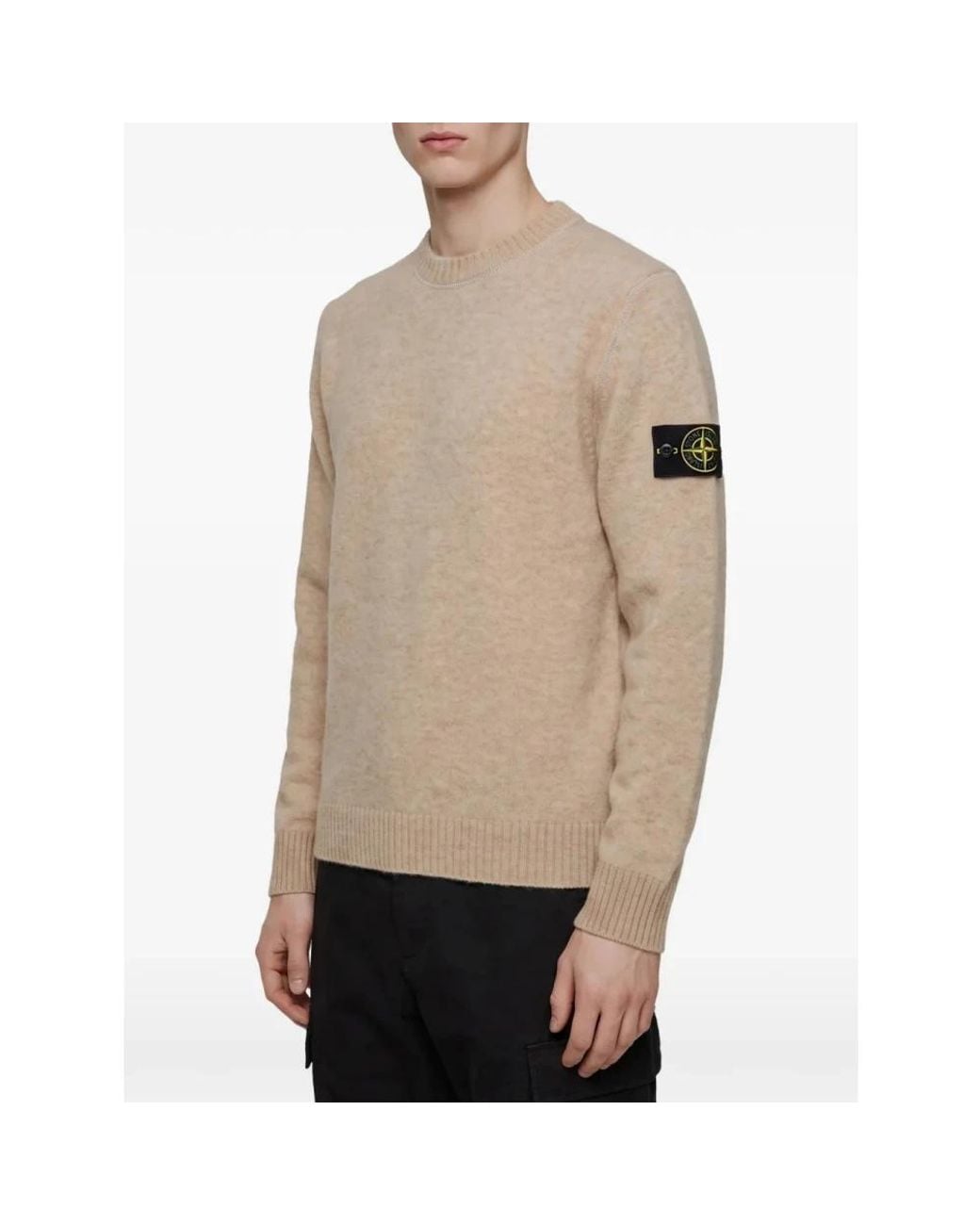 Stone Island Natural Round-Neck Knitwear for men