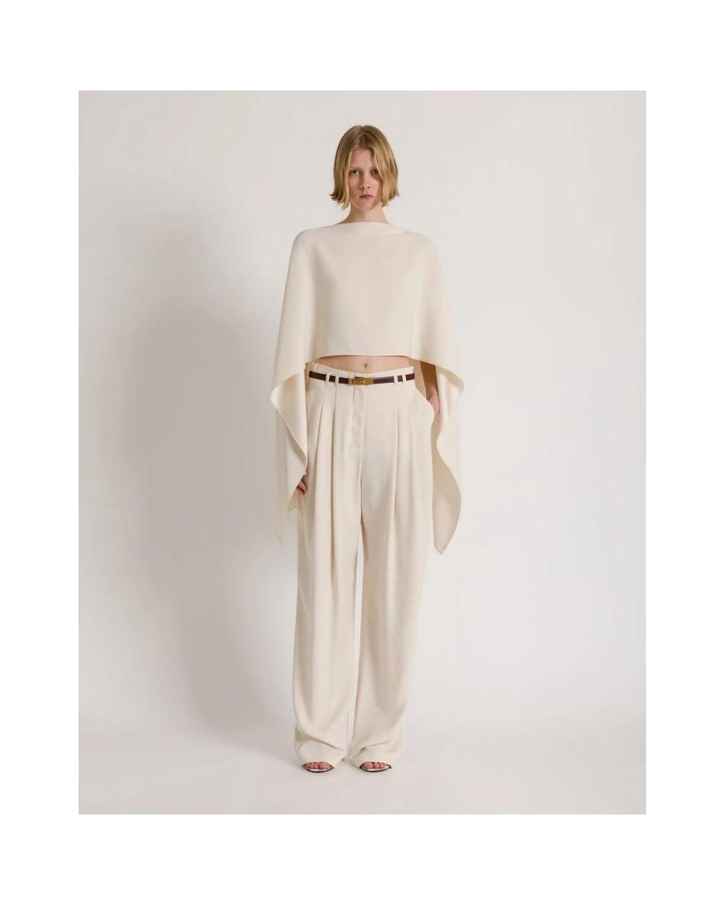 Alberta Ferretti Natural Wide Trousers
