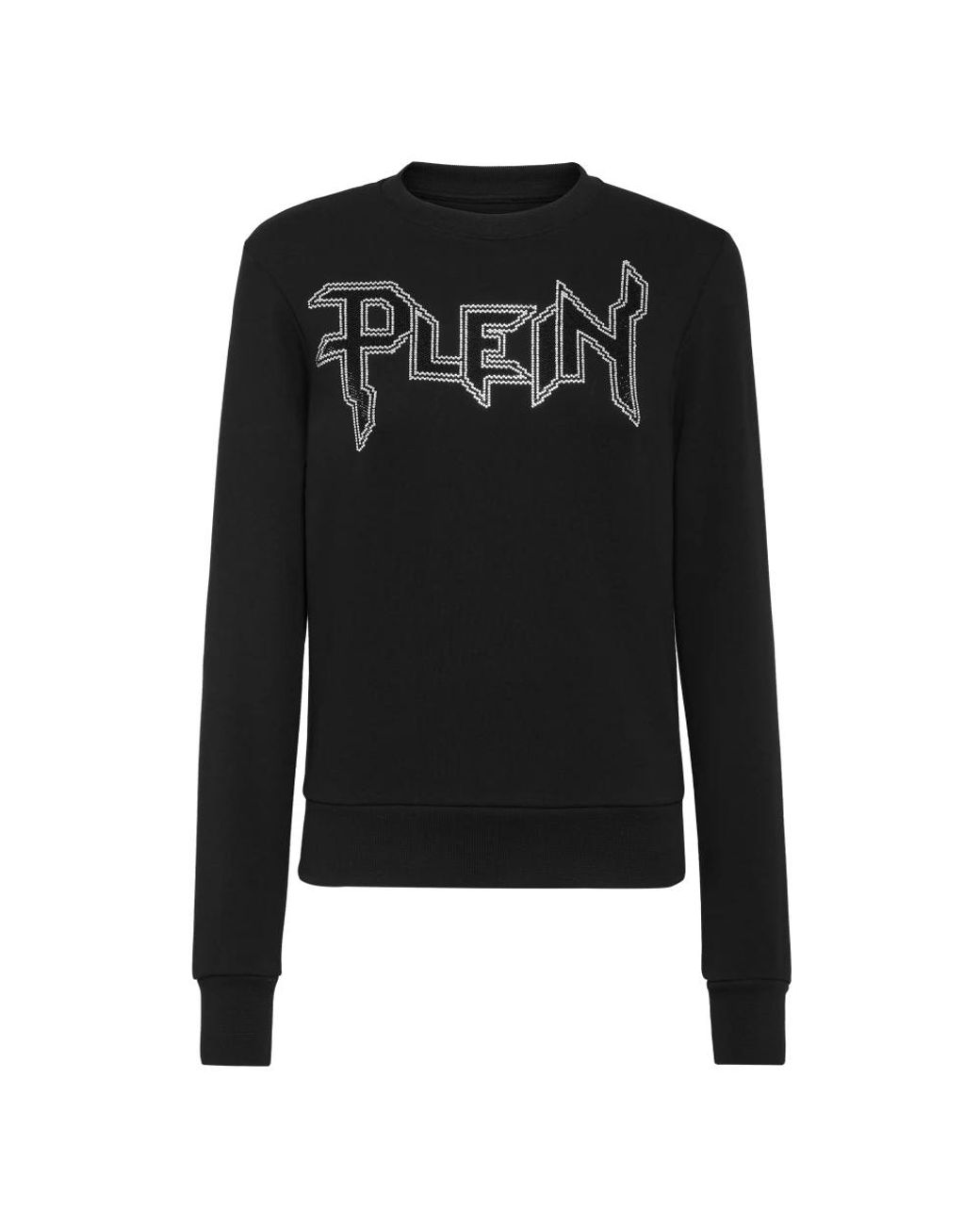 Philipp Plein Hoodies & Sweatvesten ,Zwart ,Katoen Sweatshirt Ls Crystal in het Black