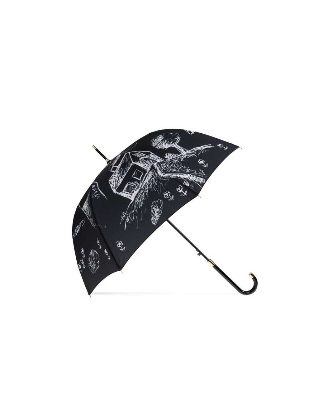 Moschino Accessoires ,Zwart ,Polyester Parasol Met Een Patroon in het Black