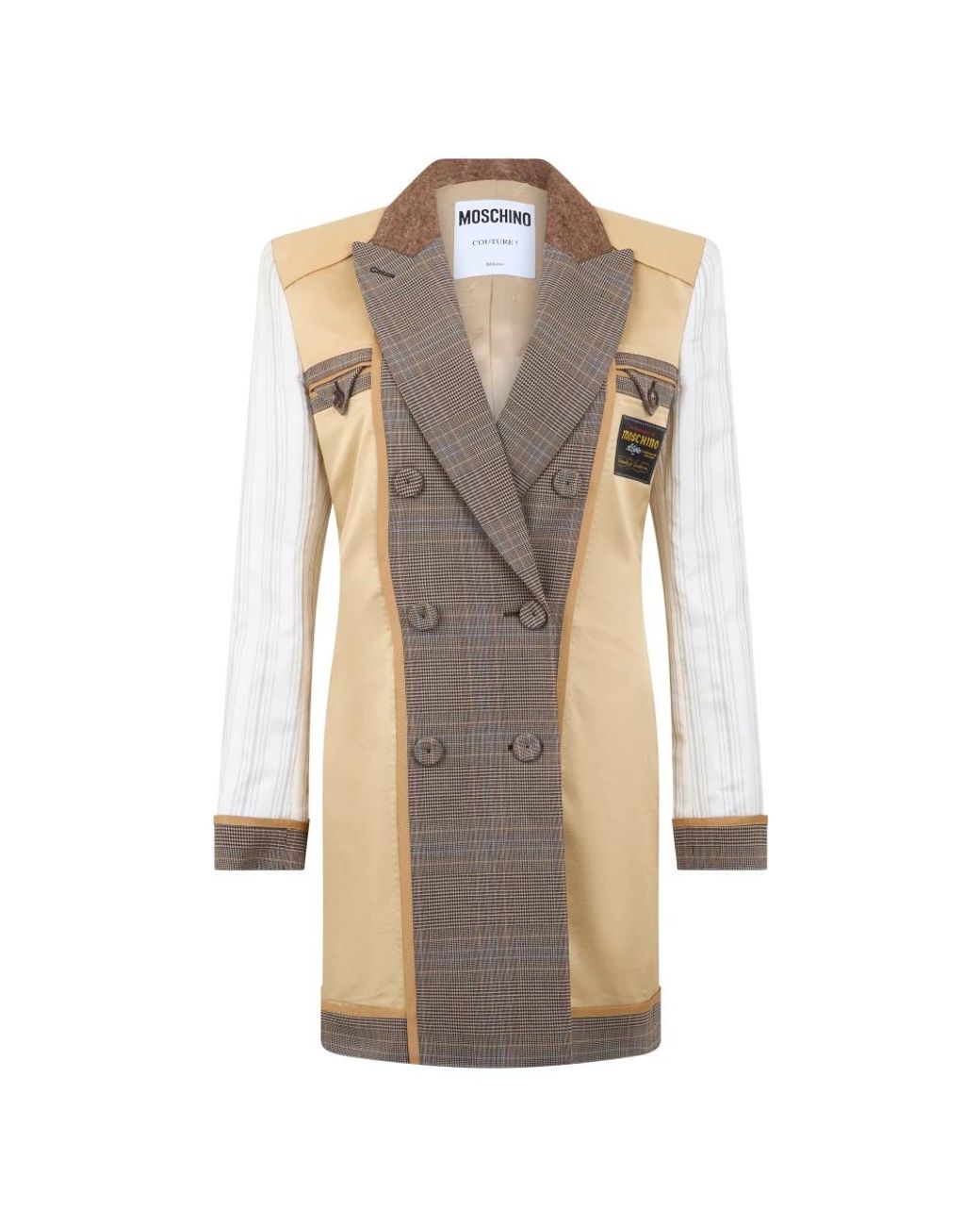 Moschino Lange Double-Breasted Jas in het Natural