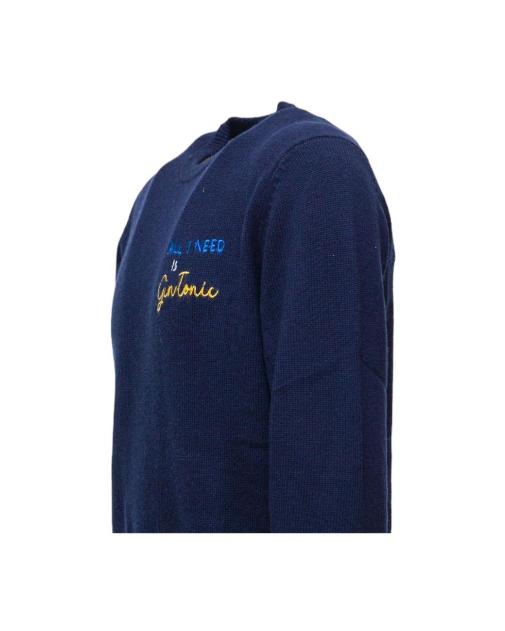 Mc2 Saint Barth Blue Round-Neck Knitwear for men