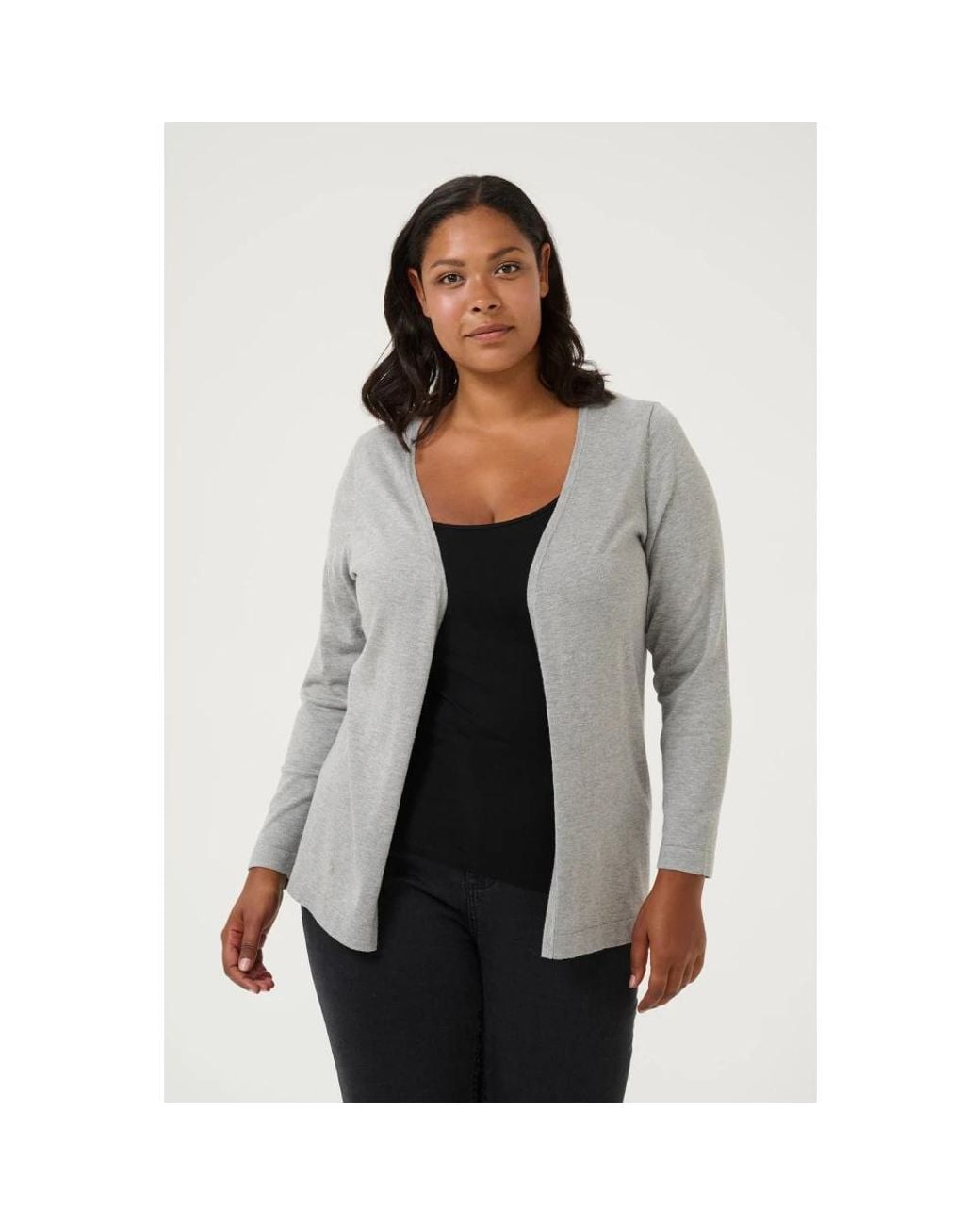 Kaffe Truien & Vesten ,Grijs ,Grijze Melange Cardigan Met Open Voorkant in het Gray