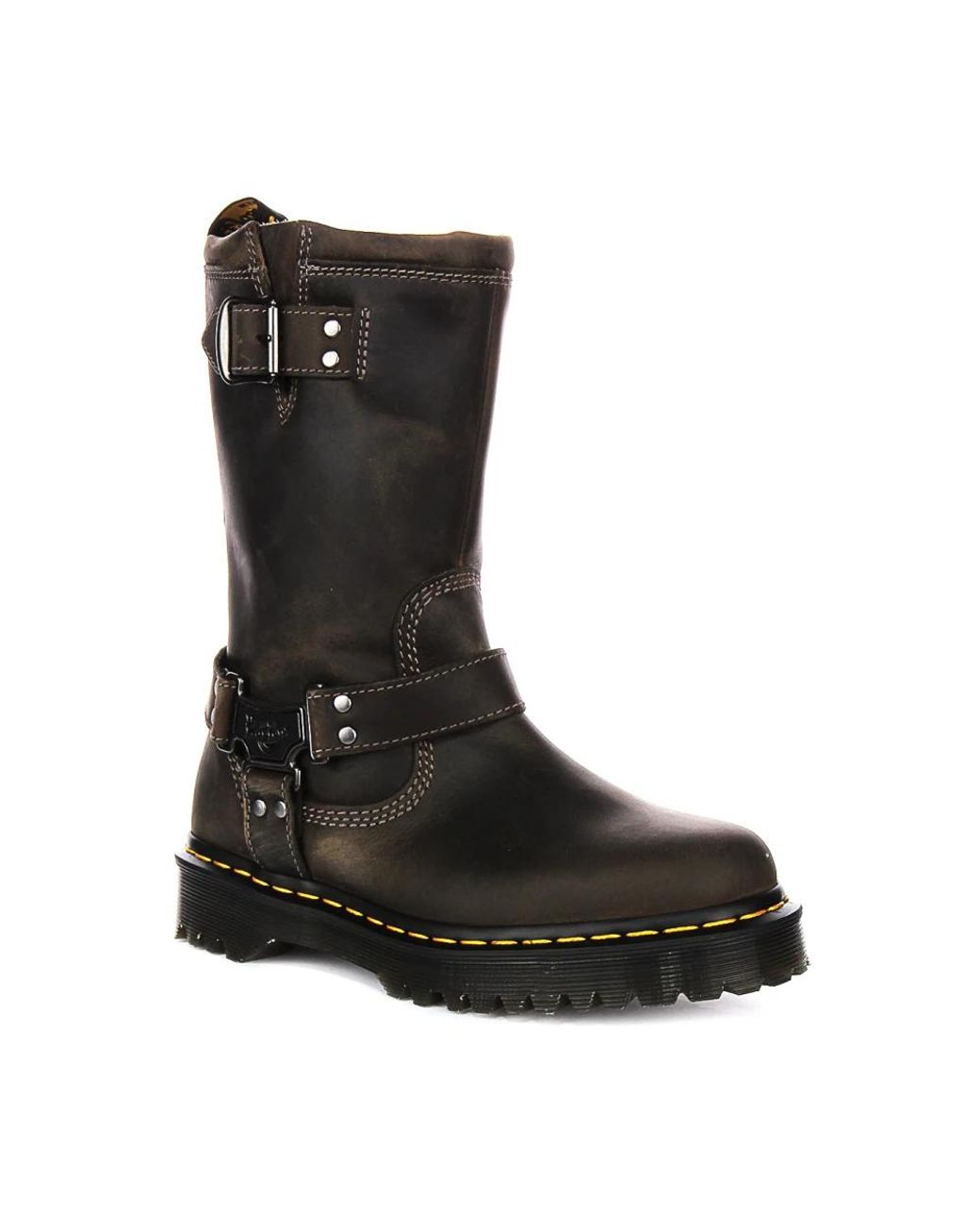 Dr. Martens Schoenen ,Grijs ,Leer Anistone Hi Biker Boots in het Black