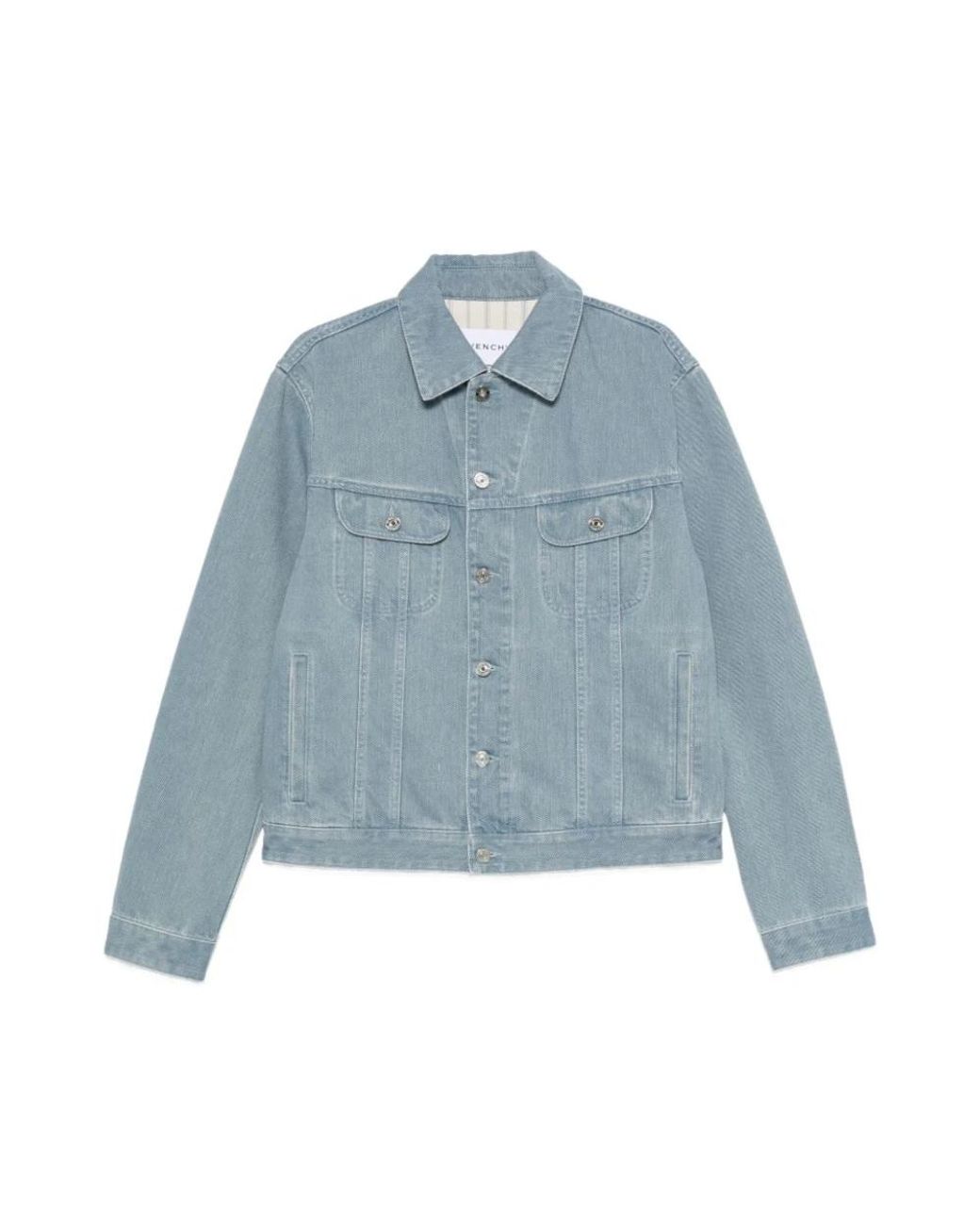 Givenchy Jassen ,Blauw ,Denim Logo-Patch Denim Jacket in het Blue voor heren