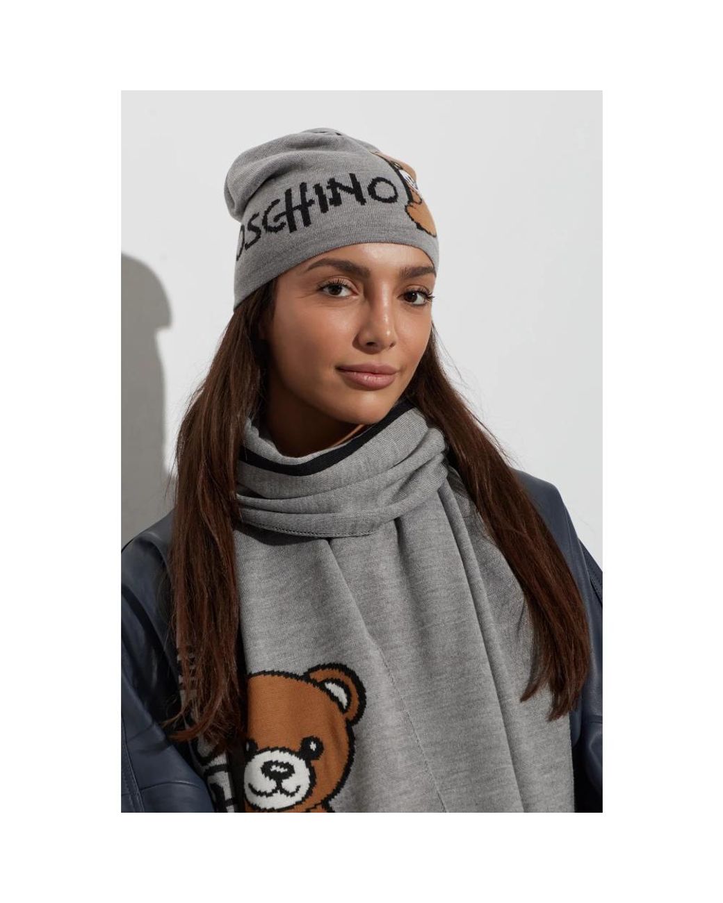 Moschino Gray Logo Beanie
