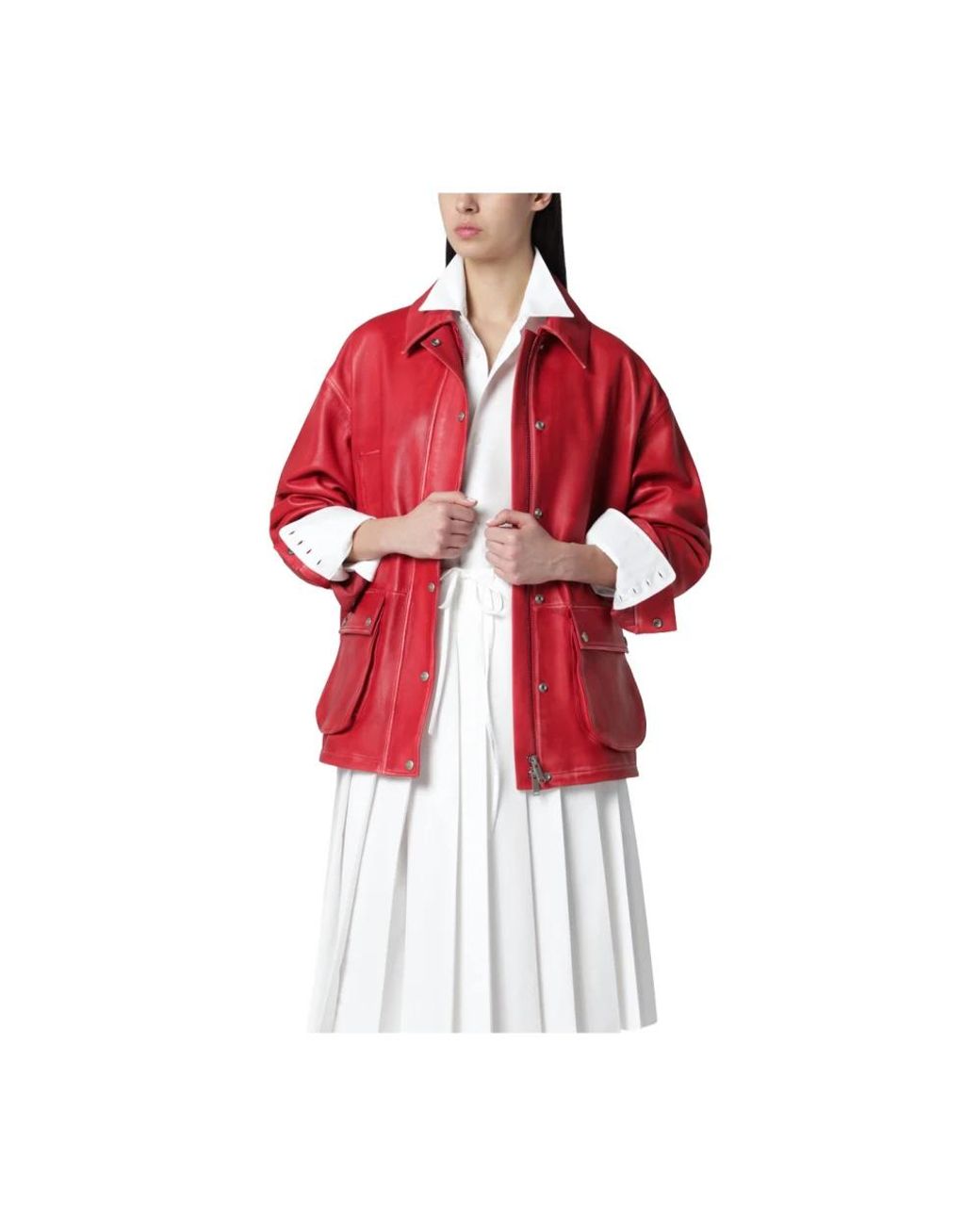 Leather Jackets Halfboy en coloris Red