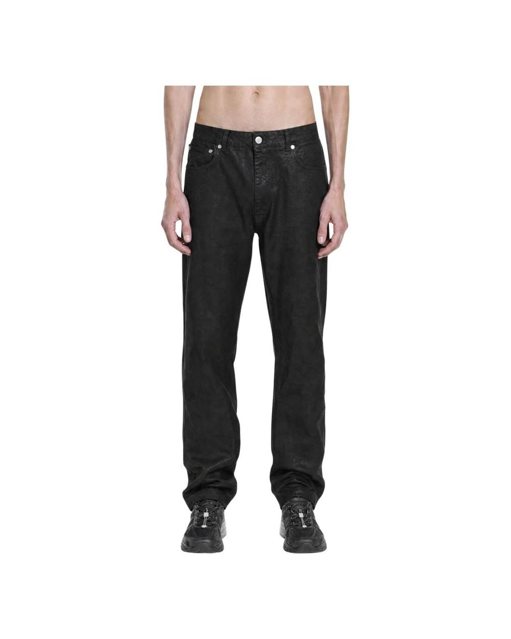 44 Label Group Black Straight Trousers for men