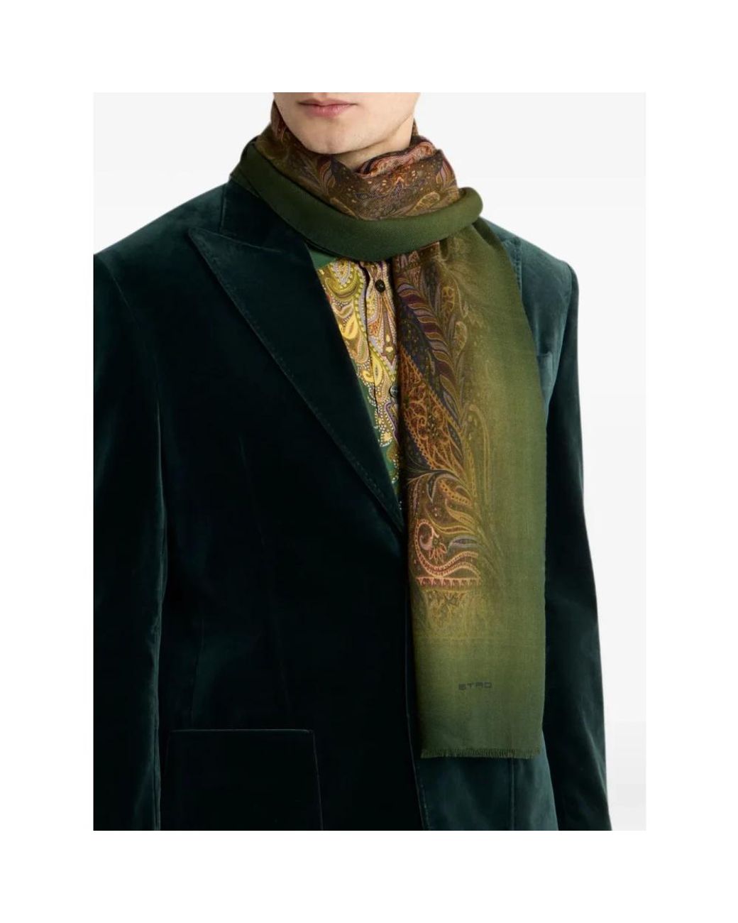 Etro Green Bufanda Degrade Est Floral