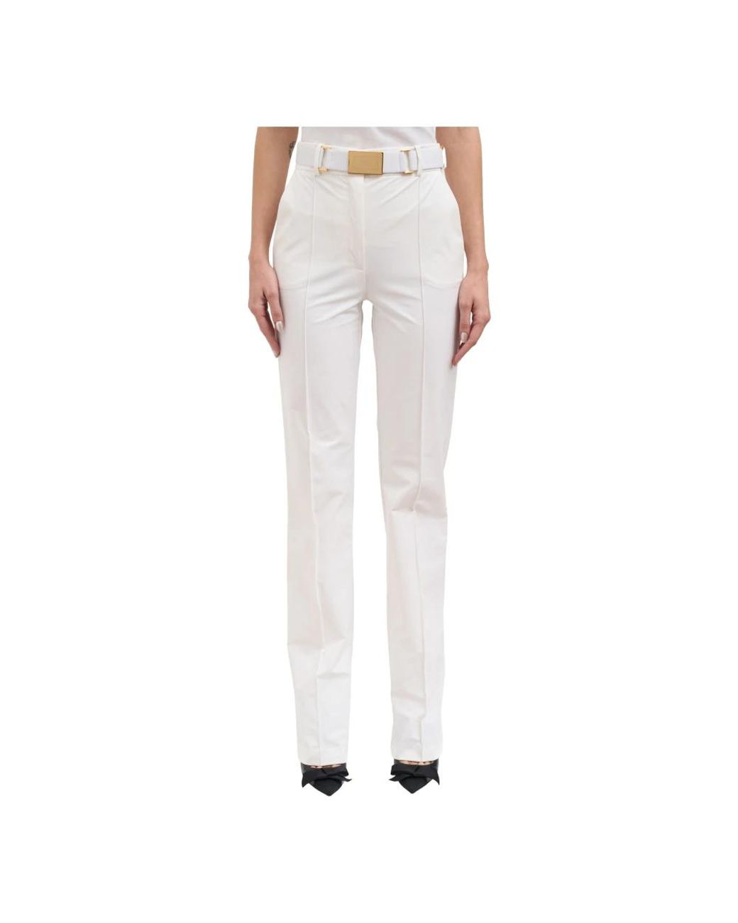Elisabetta Franchi White Slim-Fit Trousers