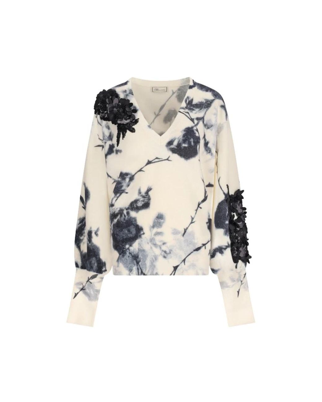 Blumarine White V-Neck Knitwear