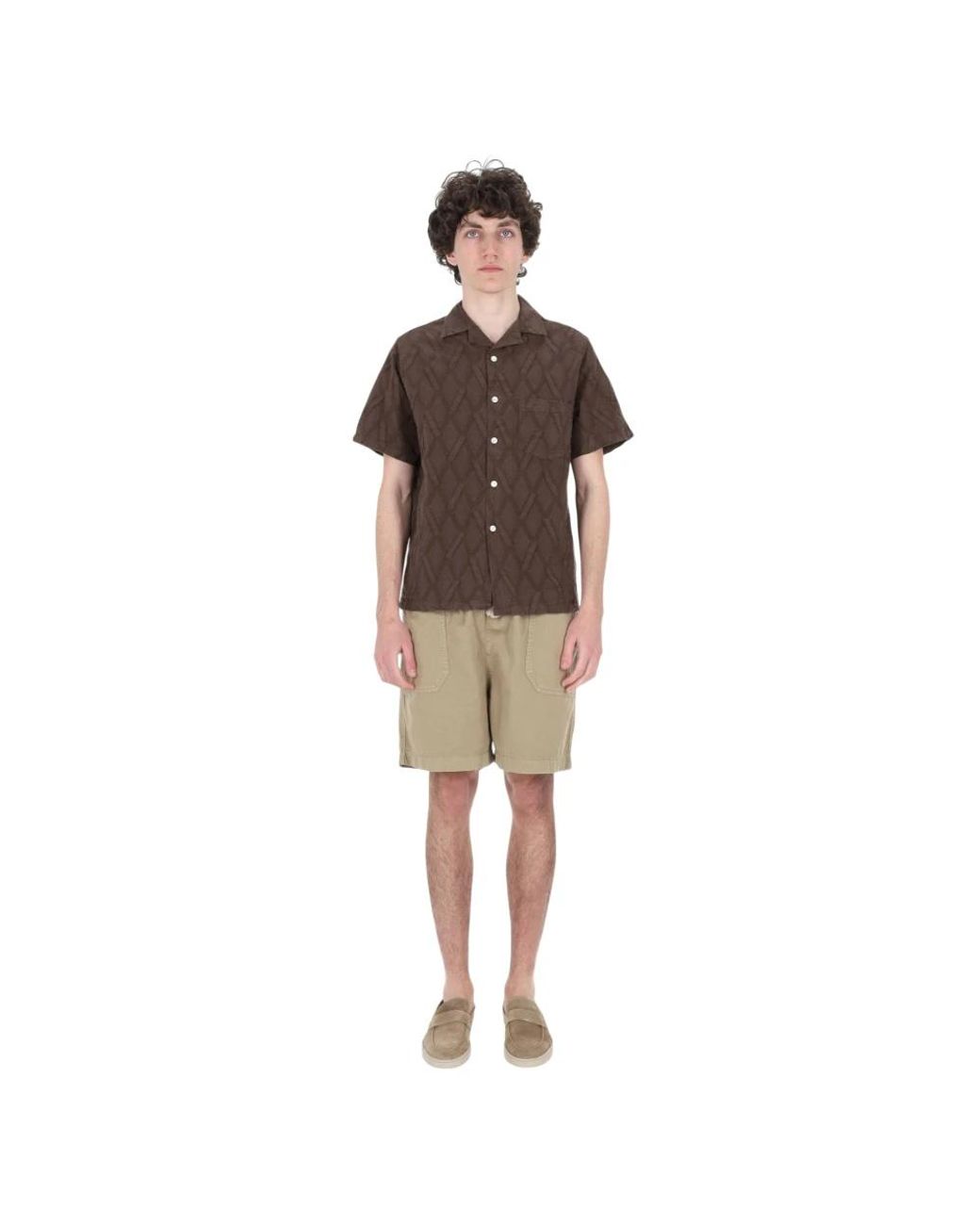Portuguese Flannel Brown Short Sleeve Shirts for men
