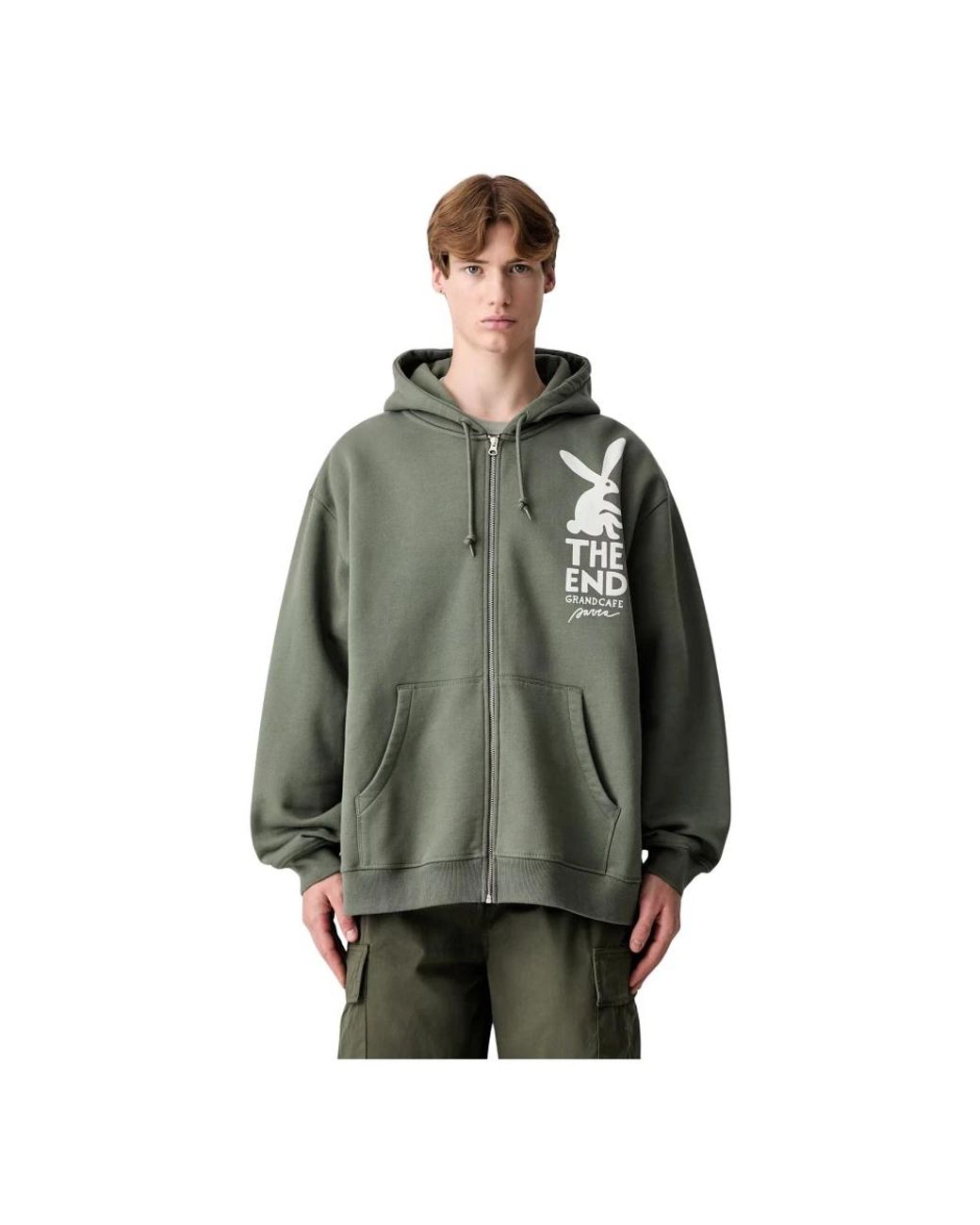 by Parra End The Bunny Zip Hooded Sweatshirt in het Green voor heren