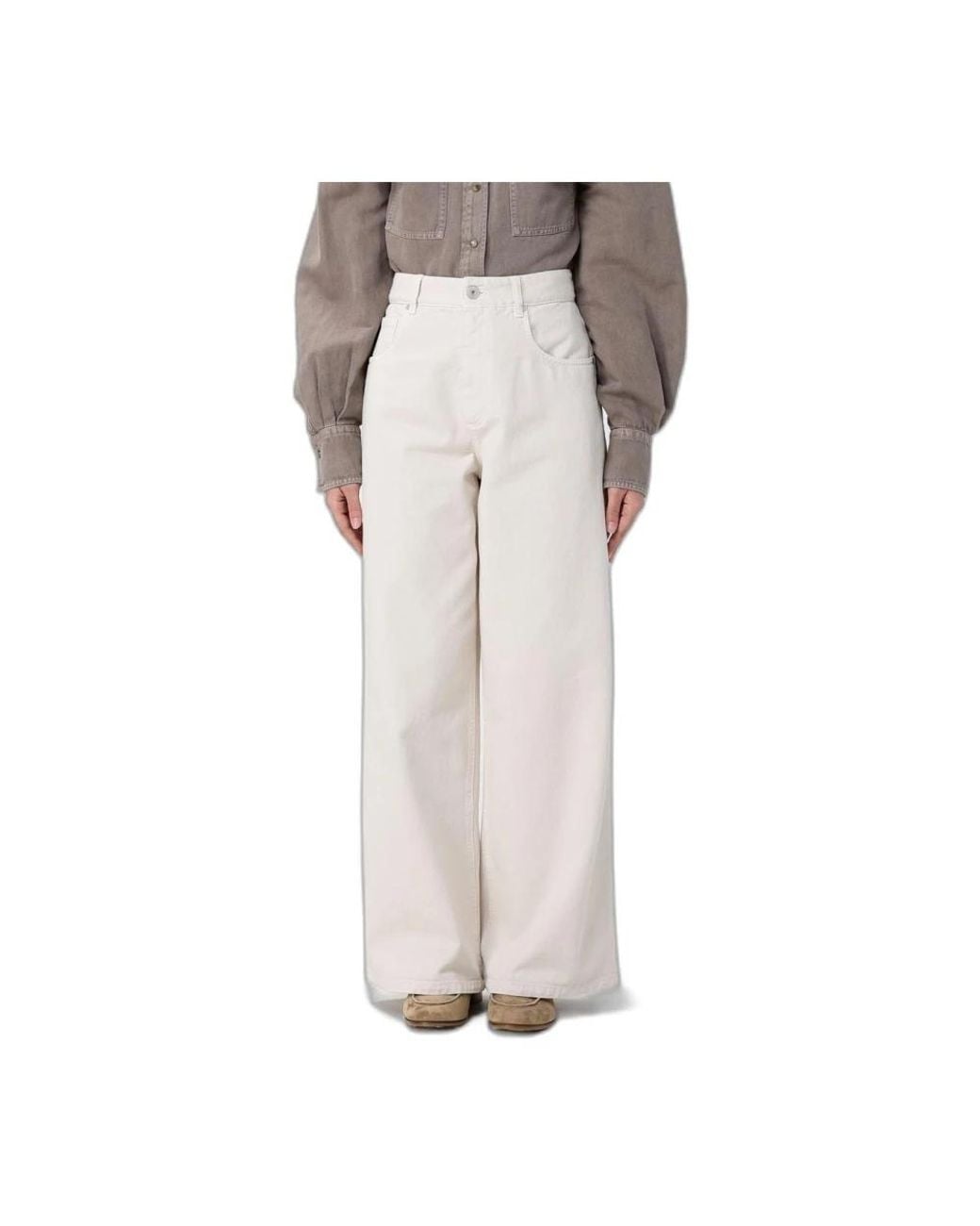Brunello Cucinelli White Wide Jeans