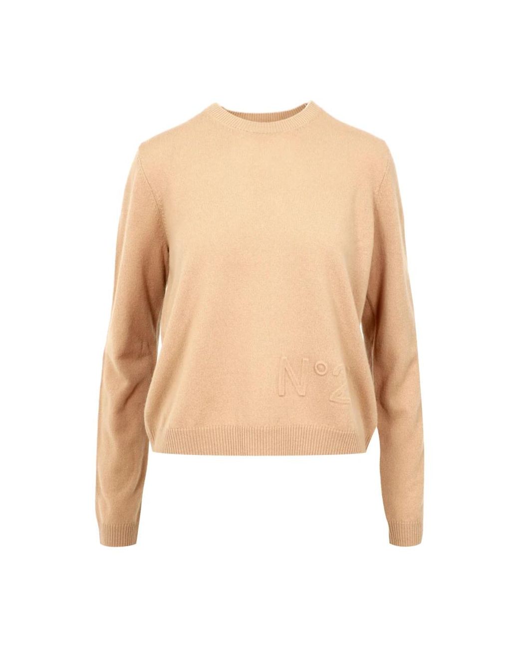 N°21 Natural Einfarbiger Pullover mit Langen Ärmeln