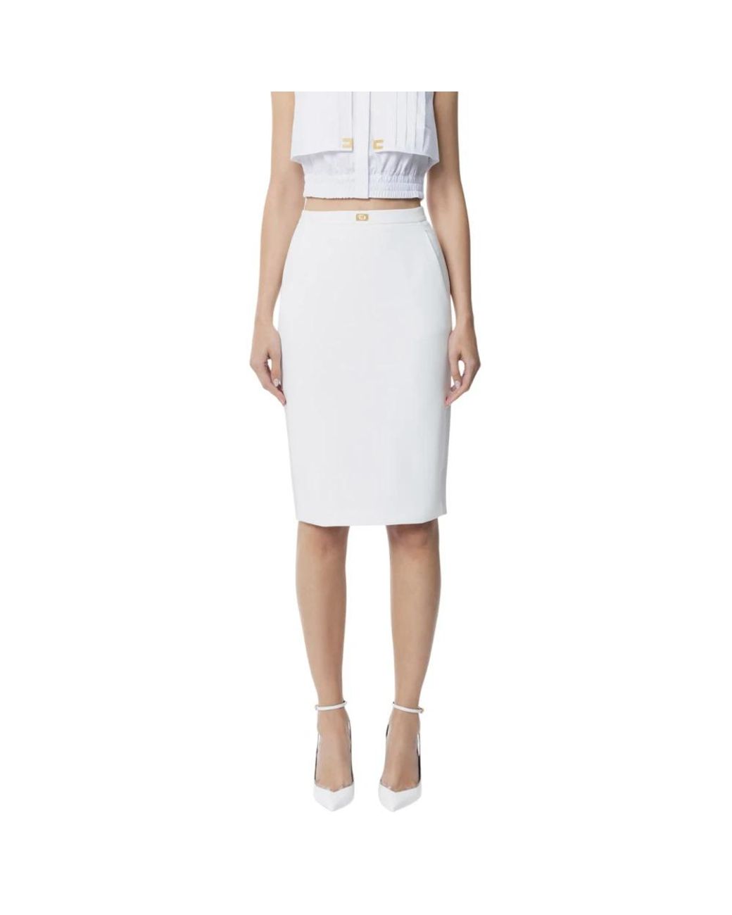 Elisabetta Franchi White Midi Skirts