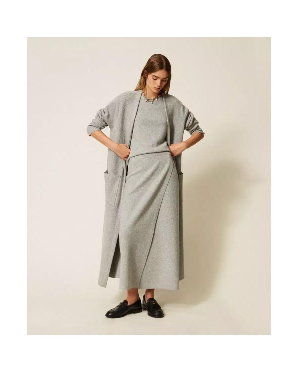 Twinset Gray Long Knitwear