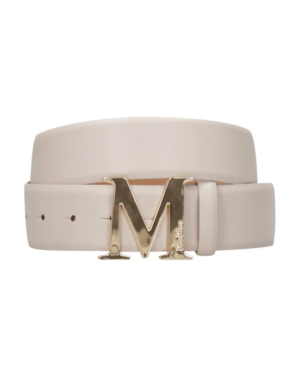 Max Mara Accessoires ,Crème Leren Logo Handtas in het Natural