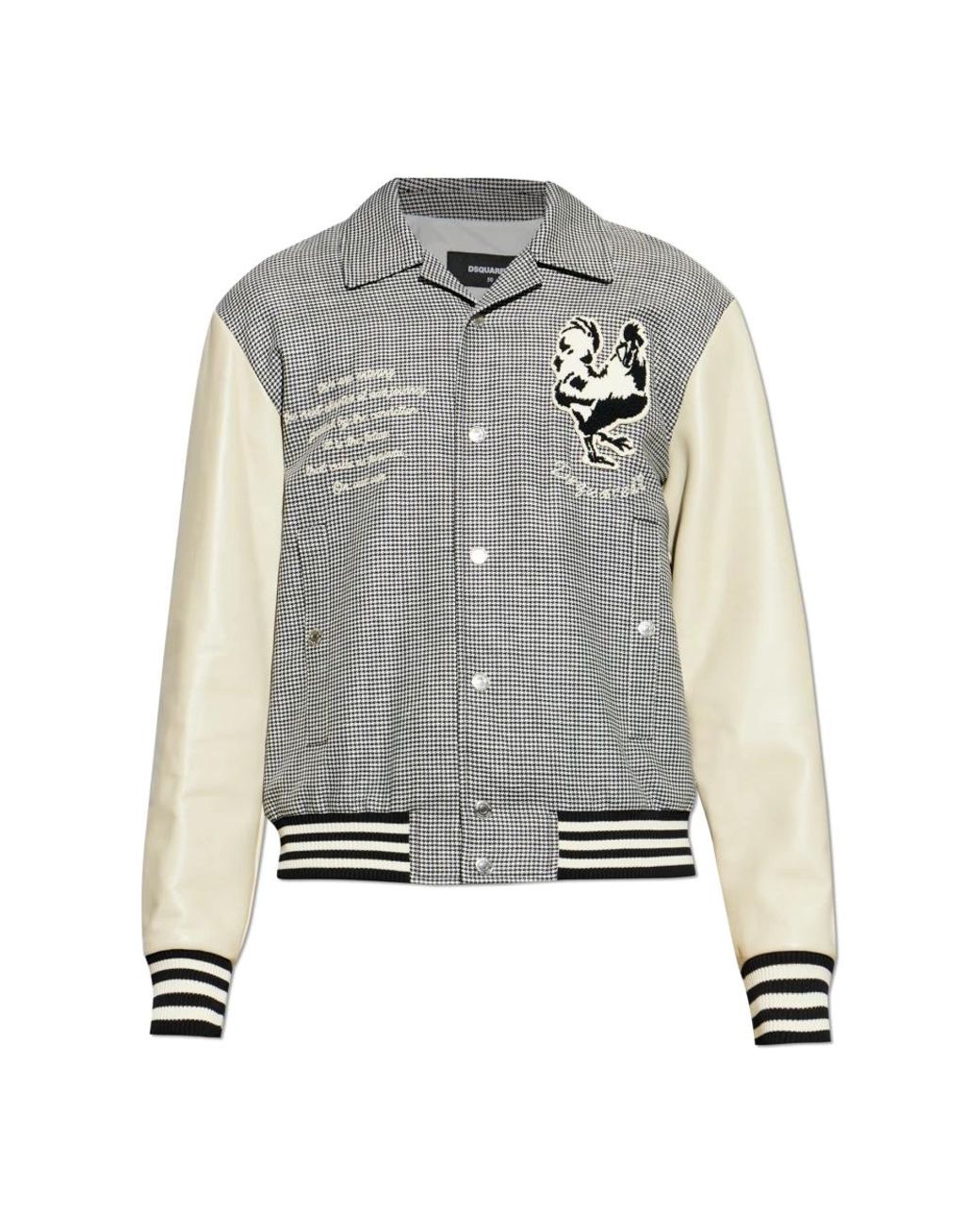 DSquared² Houndstooth Patch Varsity Jacket in het Gray voor heren