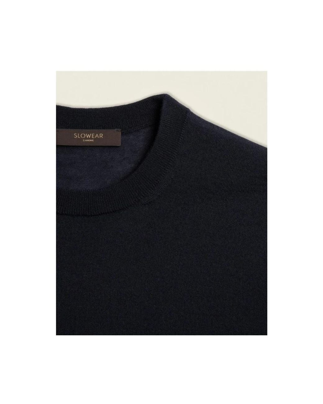 Zanone Blue Round-Neck Knitwear for men