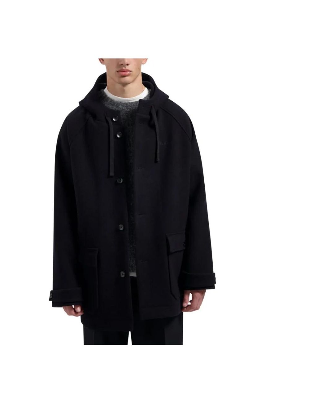 Olaf Hussein Wool Duffel Jacket in het Black voor heren