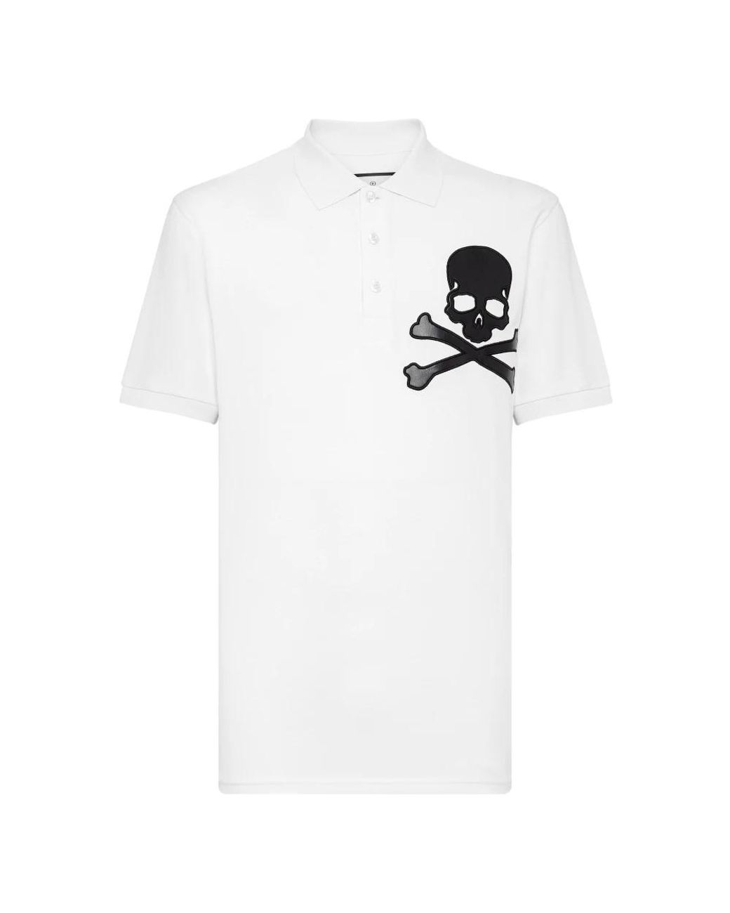 Philipp Plein Tops ,Wit ,Katoen Slim Fit Polo Shirt Ss Skull in het White voor heren