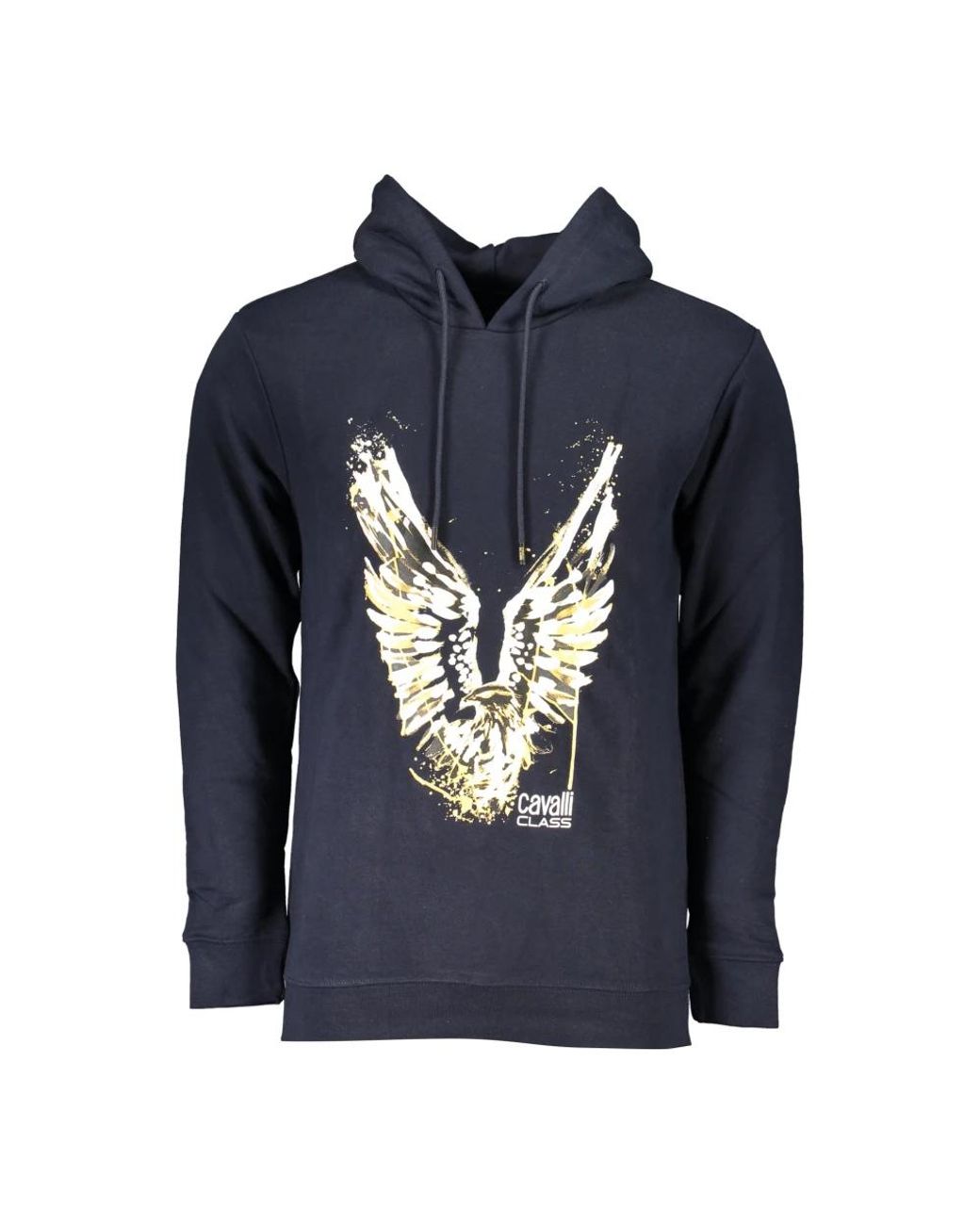 Roberto Cavalli Hoodies & Sweatvesten ,Blauw ,Blauwe Hoodie Met Lange Mouwen En Logoprint in het Blue voor heren