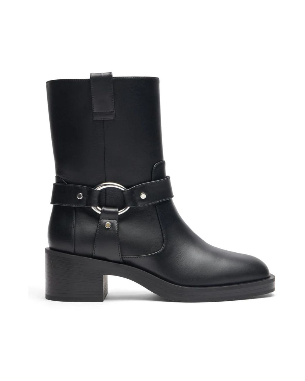 Stuart Weitzman Schoenen ,Zwart ,Leer Moto Bootie Met Hardware Accenten in het Black
