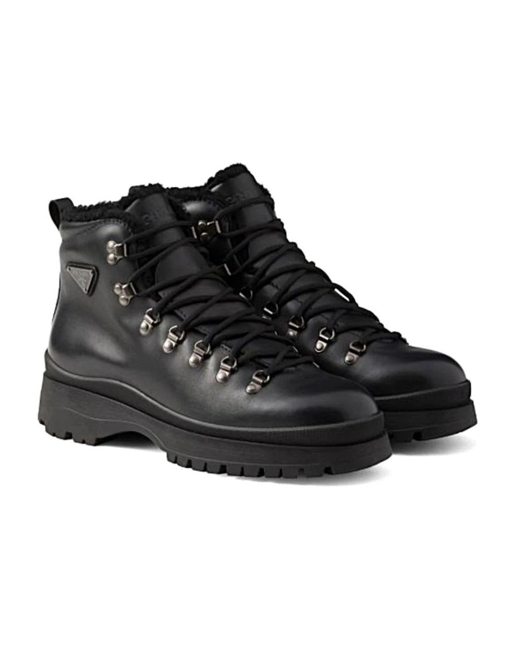 Prada Black Lace-Up Boots for men