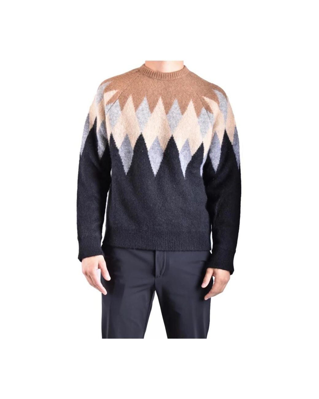 Laneus Black Round-Neck Knitwear for men